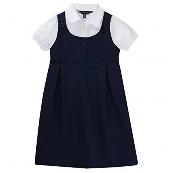 Girls Permanent Pleats School Pinafore